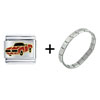Big  Red  Muscle  Car  Combination Italian Charm Bracelet