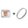 Happy Teddy  Bear  Heart Italian Charm Bracelet