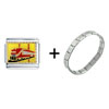 Red Train  Italian  Charm  Bracelet 