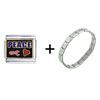 Peace And Love Ribbon Combination Italian Charm Bracelet