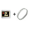 Heart My Son Black Combination  Italian  Charm Bracelet