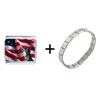 Usa Flag &amp; Lady Liberty Combination Italian Charm Bracelet