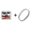 Usa Flag And Crucifix Combination Italian Charm Bracelet