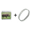 Big  Horn  Rhino  Italian   Charm  Bracelet