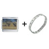 Elephant  Nature  Scene Italian Charm Bracelet