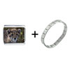 Cheetah Cub Face Combination Italian Charm Bracelet