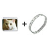 White Cat Face Combination Italian Charm Bracelet
