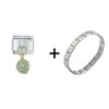 March  Aquamarine  Color Ball Italian Charm Bracelet