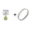 August  Peridot  Color Ball Italian Charm Bracelet