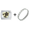 January  Garnet  Color Heart Italian Charm Bracelet