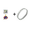 Georgia State Bird &amp;  Flower   Italian   Charm  Bracelet