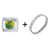 Goofy Green  Dragon  Combination Italian Charm Bracelet