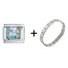 White Pegasus Combination Italian  Charm  Bracelet