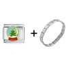 Pine  Tree  Snow Globe Combination  Italian   Charm  Bracelet