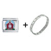Little Red  Schoolhouse  Italian Charm Bracelet
