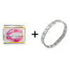 I  Love   You  Kiss Italian Charm Bracelet