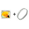 Yellow Calla  Lily  Flower Italian Charm Bracelet