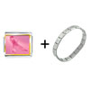 Breast  Cancer  Awareness Pink Ribbon Italian Charm  Bracelet 