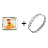 Jingle Wingle  Rubber  Ducky Santa Italian Charm  Bracelet 