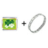 Green  Four   Leaf  Clovers Italian Charm Bracelet