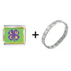  Luck  On A Purple Clover Italian Charm Bracelet