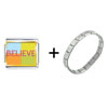Multicolored  Believe  Italian Charm Bracelet