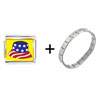  Patriotic  American Cap Italian Charm Bracelet