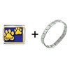 Dog Woof  Paw  Prints Combination Italian Charm Bracelet