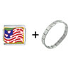 American Flag With  Hearts  Combination Italian Charm Bracelet