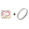 Honeymoon  Heart   Italian   Charm  Bracelet