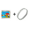 Native American  Boy   Italian   Charm  Bracelet