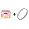 Pink  Heart Birthday Cake Italian Charm Bracelet