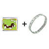 Basset  Hound Dog  With Bone Combination Italian Charm Bracelet