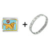 Collie Dog With Footprint Combination Italian Charm Bracelet