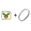  Exotic  Green Butterfly Italian Charm Bracelet