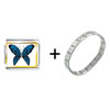  Exotic  Blue Butterfly Italian Charm Bracelet