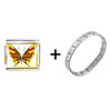 Yellow And Red Butterfly Italian Charm Bracelet