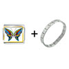  Exotic  Blue Yellow &amp; Red Butterfly Italian Charm Bracelet