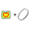 Heart Shape  Sunflower  Photo Combination Italian Charm Bracelet