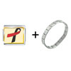 Black And  Red   Ribbon  Awareness Combination Italian Charm  ... 