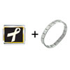  Pearl  And White Ribbon Awareness Italian  Charm  Bracelet