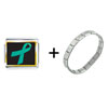  Teal  Ribbon Awareness Italian Charm Bracelet