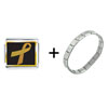  Gold  Ribbon Awareness Italian  Charm   Bracelet 