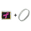  Hot   Pink  Ribbon Awareness Italian Charm Bracelet