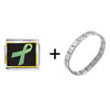  Light   Green  Ribbon Awareness Italian Charm Bracelet