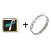 Pink And  Teal  Ribbon Awareness Italian Charm Bracelet