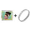 Gold Plated Egyptian Nefertiti Photo Italian Charm Combination Bracelet
