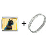 Gold Plated  Egyptian  Bastet Cat Photo Italian Charm Bracelet