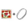  Gold  Plated Food Watermelon Photo Italian  Charm   Bracelets   ... 