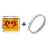 Gold Plated Music Score And  Heart  Photo Italian Charm  ... 